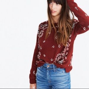 Madewell Bandana Paisley Print Pullover Sweater